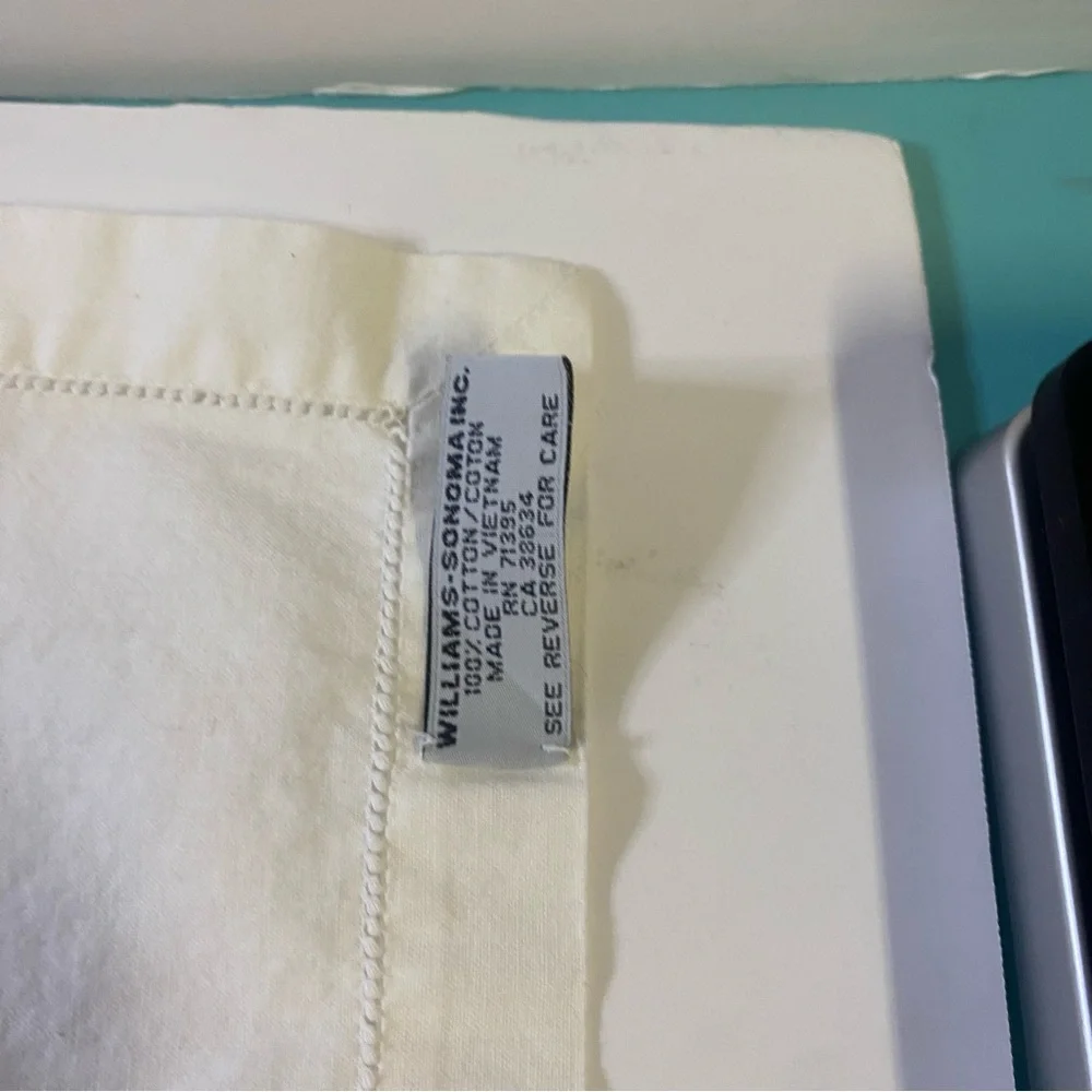 Williams Sonoma Cream Cotton Napkin with Hemstitch Detail